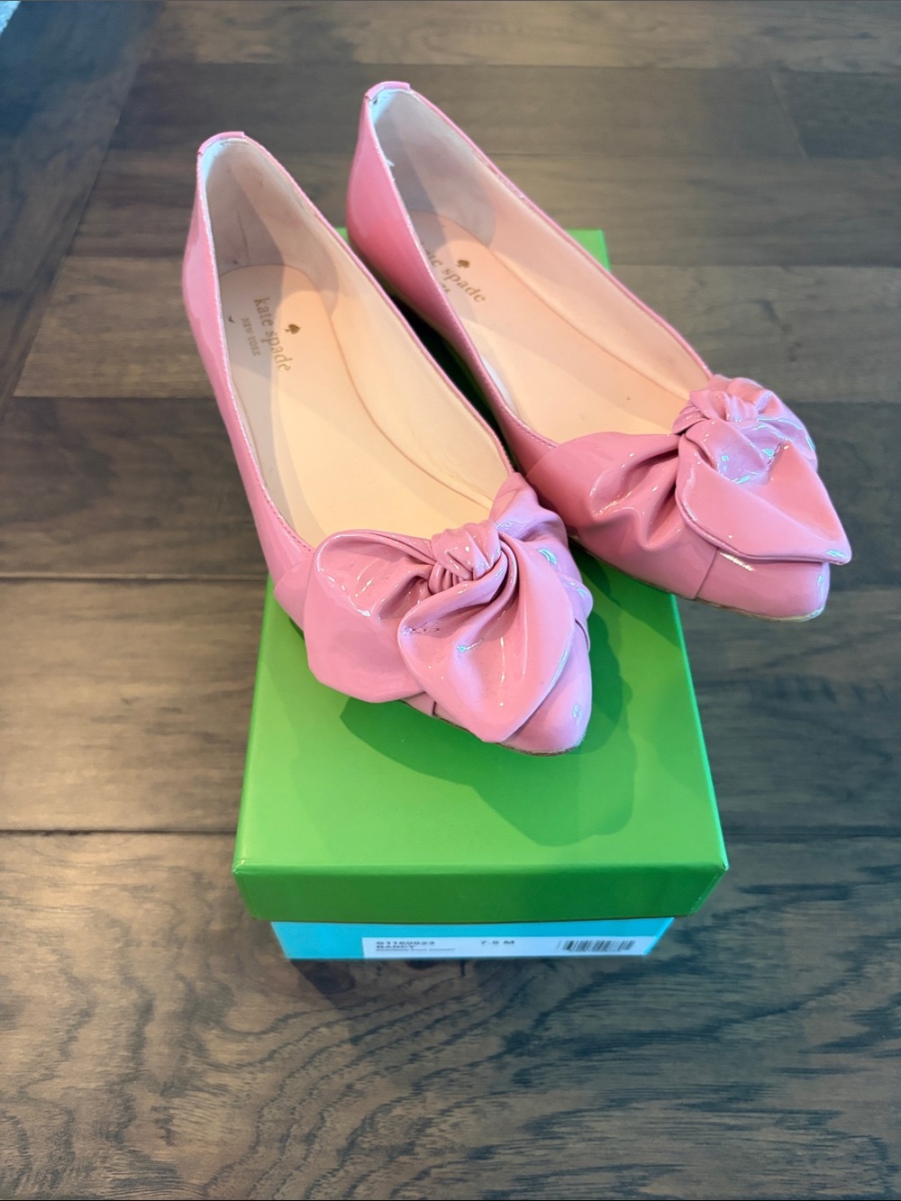 kate spade glossy pink knot-toe ballet flats